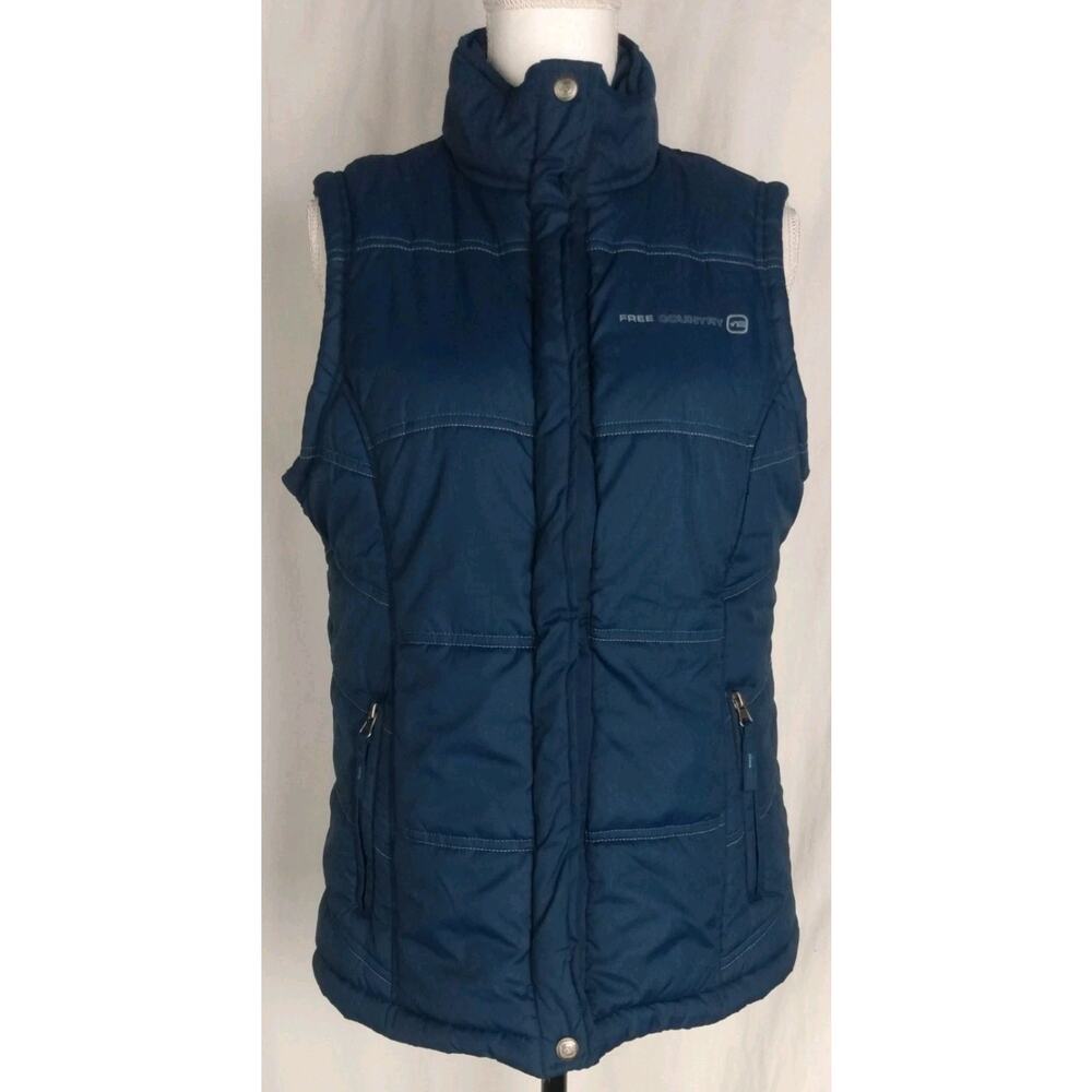 Free Country Women's Size M Puffer Quilted Vest Teal‎ Green Pockets